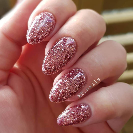 Rosé glitterlust uv led glitter gel polish