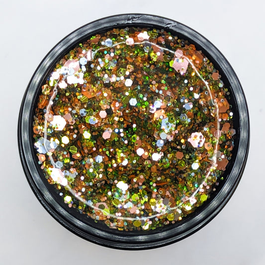 Green Garden Glitterlustnails UV LED green satin metallic holo iridescent glitter gel nail polish swatch