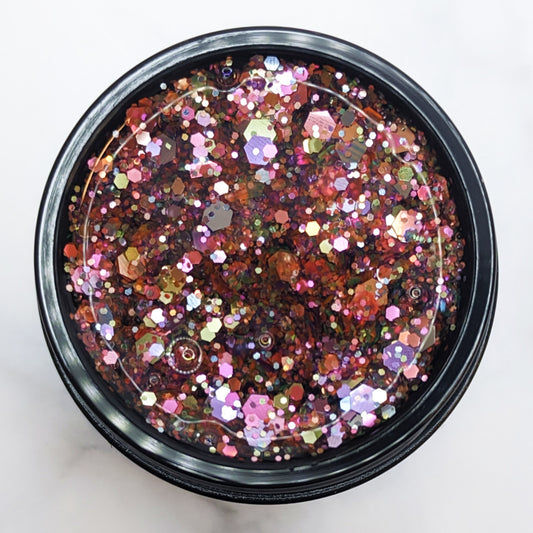 Strawberry Lime Glitterlustnails UV LED pink green satin metallic holo iridescent glitter gel nail polish swatch