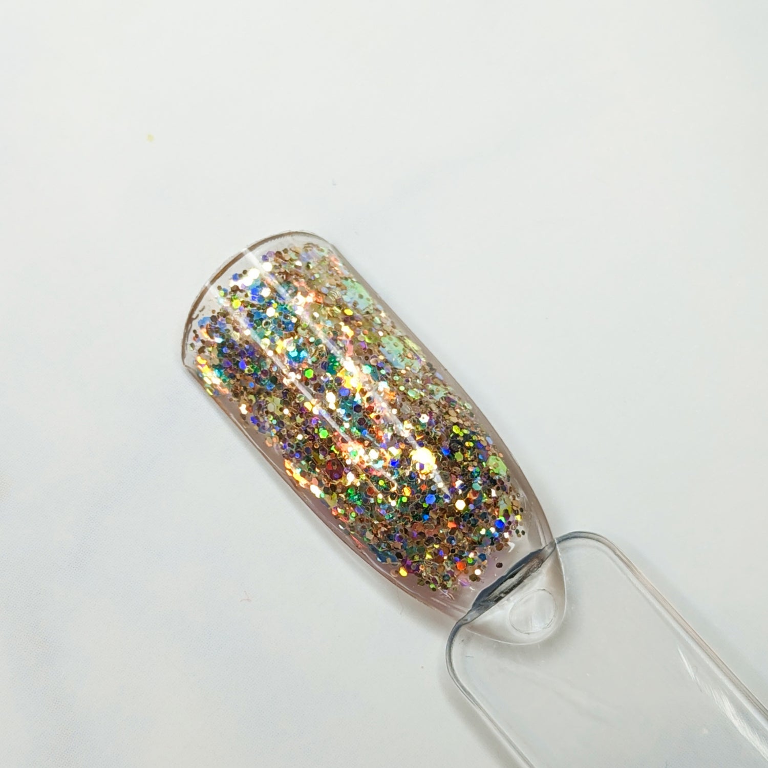 Under the Stars Glitterlustnails UV LED gold holo iridescent glitter gel nail polish swatch